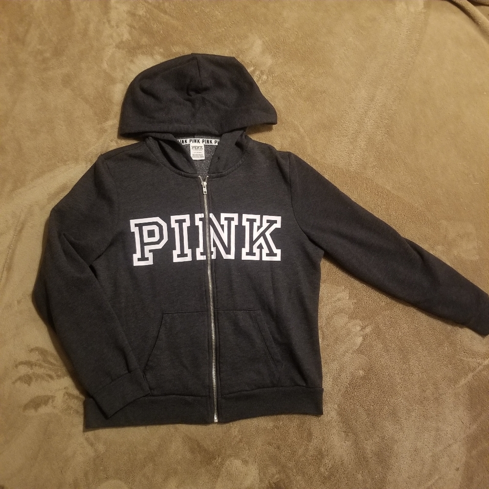 PINK Victoria's Dark Gray Zipup Hoodie